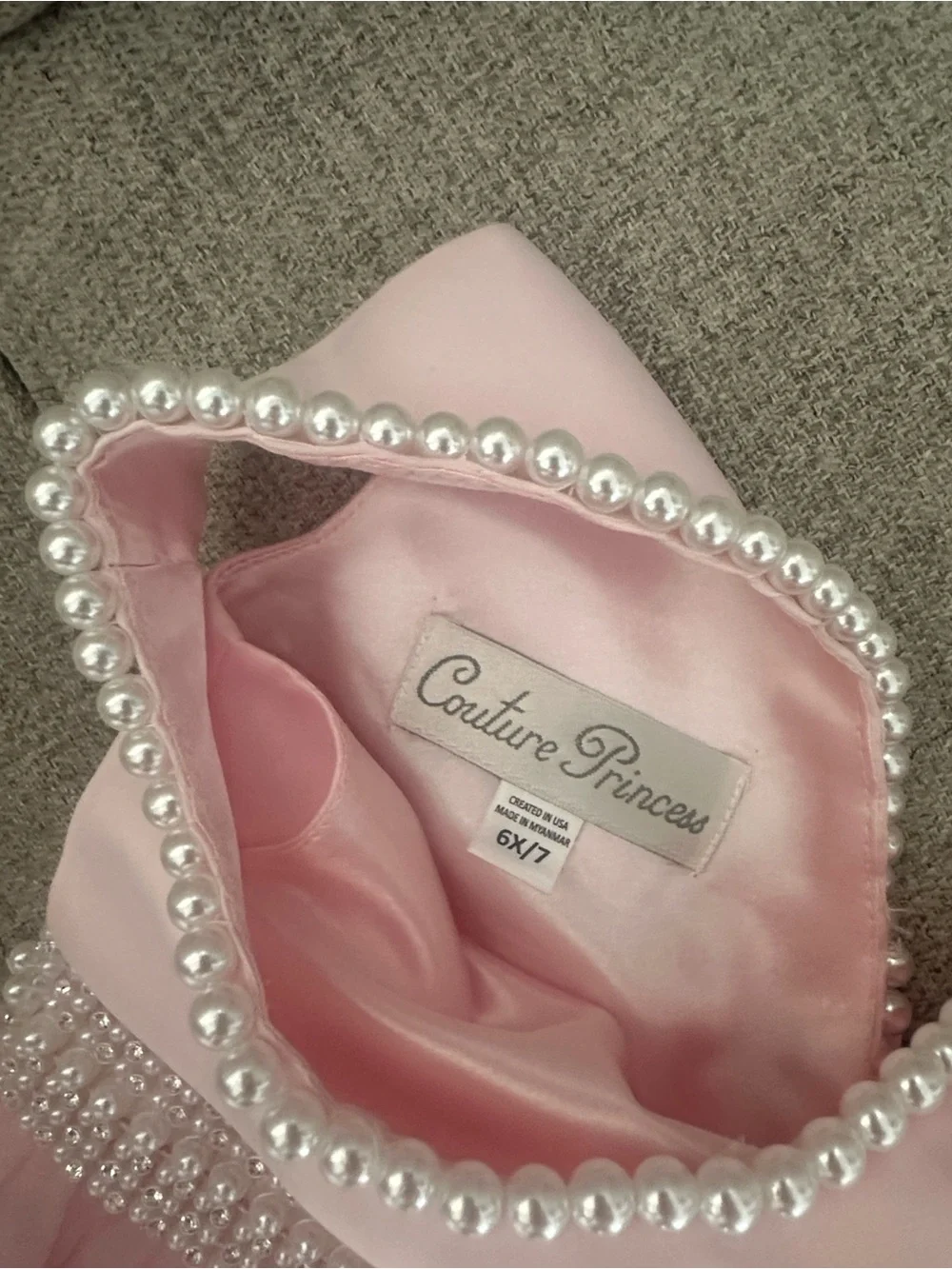 Girls' Pink Pearl-Trim Tulle Party Dress